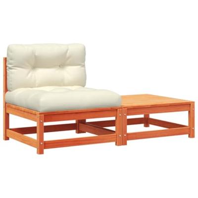 Tuinbank zonder armleuningen met kussens en voetenbank