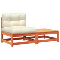 Tuinbank zonder armleuningen met kussens en voetenbank - thumbnail