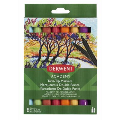 Set Viltstiften DERWENT Academy Multicolour Dubbelzijdig 8 Onderdelen