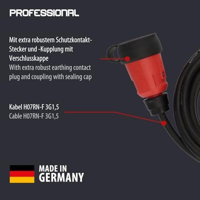 Brennenstuhl Professional verlengsnoer VN 1110 | IP44 | 5m | Zwart | H07RN-F 3G1,5 - 9161050110