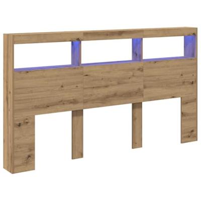 Hoofdbordkast met LED artisan 180x17x102 cm eikenkleurig Hoofdbordkast met LED artisan 180x17x102 cm eikenkleurig
