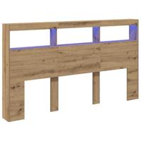 Hoofdbordkast met LED artisan 180x17x102 cm eikenkleurig - thumbnail