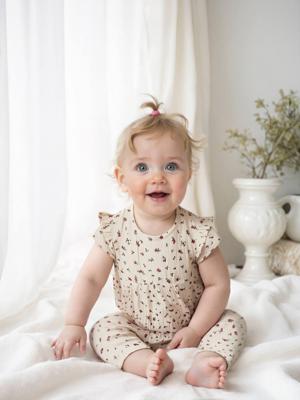 Babypakje van katoengaas ecru