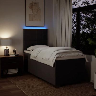 Boxspring met matras stof donkerbruin 140x200 cm - thumbnail