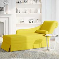 Chaise longue met bolster en rechterarmleuning fluweel geel - thumbnail