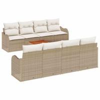 Tuinbankenset met opslag 9 pcs Beige en Crème poly rattan - thumbnail