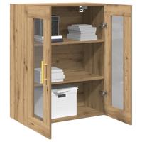 Wandkast artisanaal eikenkleurig 69.5 x 34 x 90 cm Bewerkt hout - thumbnail