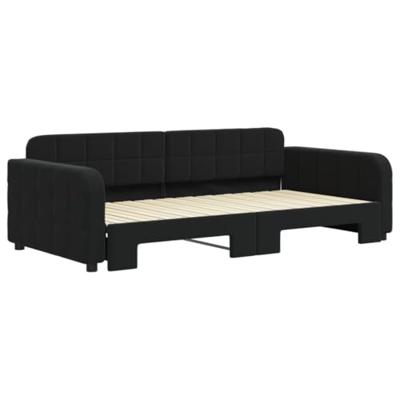 Slaapbank met onderschuifbed 100x200 cm fluweel zwart