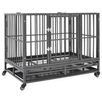 VidaXL Hondenbench met wielen 102x72x85 cm staal - thumbnail