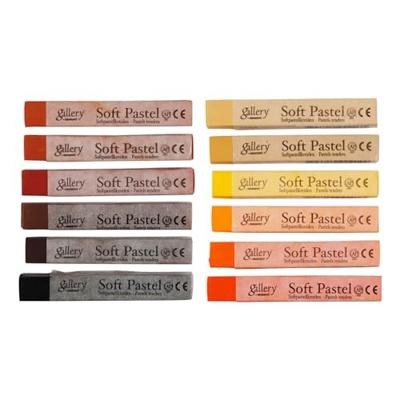 Mungyo Gallery soft pastel set, l: 6,5 cm, dikte 10 mm, bruin harmonie, 12 stuk/ 1 doos