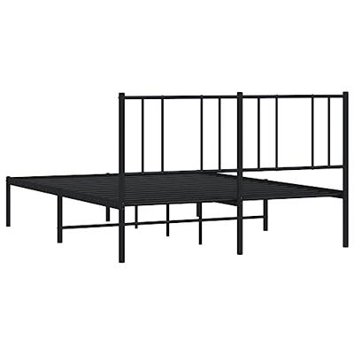 Bedframe met hoofdbord metaal zwart 120x200 cm