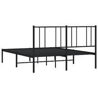 Bedframe met hoofdbord metaal zwart 135x190 cm - thumbnail