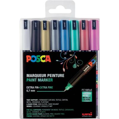 Paintmarker uni posca pc1mr ef metallic 8st ass
