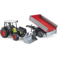 Bruder Claas Nectis 267 F met voorlader en trailer - thumbnail