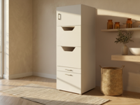 Kast voor wasgoed WASHING 2 deuren 2 lades met opzetkast wit - thumbnail