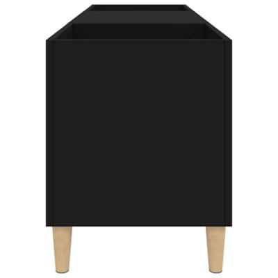 Platenkast 121x38x48 cm bewerkt hout zwart - thumbnail