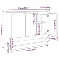 Dressoir artisanaal eikenkleurig 97 x 29 x 75 cm Bewerkt hout - thumbnail