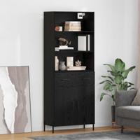 Hoge kast met lade Zwart eiken 69,5 x 34 x 180 cm Bewerkt hout - thumbnail