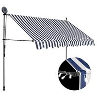 Luifel handmatig uitschuifbaar met LED 250 cm blauw en wit - thumbnail