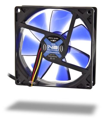 NoiseBlocker BlackSilent XE1 PC-ventilator Zwart, Blauw (transparant) (b x h x d) 92 x 92 x 25 mm