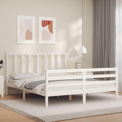 Bedframe zonder matras massief grenenhout wit 160x200 cm