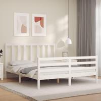 Bedframe zonder matras massief grenenhout wit 160x200 cm - thumbnail