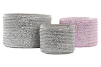 Veelzijdige mand DKD Home Decor Grijs Roze Polypropyleen 27 x 27 x 17 cm 4 Kg 3 Onderdelen (3 Stuks) - thumbnail
