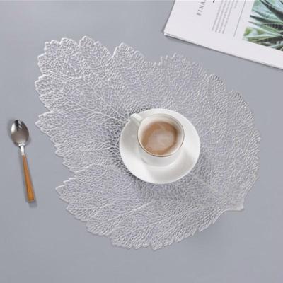 2 stuks blad PVC hittebestendig placemat drankje glas Coaster grootte: 37x47cm (zilver)