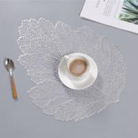 2 stuks blad PVC hittebestendig placemat drankje glas Coaster grootte: 37x47cm (zilver) - thumbnail