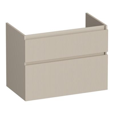 Brauer Delight Wavy - Onderkast - 80 cm - met 2 Softclose Lades Greeploos en 1 Sifon Uitsparing - Mat Beige