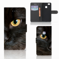 Huawei P9 Lite Telefoonhoesje met Pasjes Zwarte Kat - thumbnail