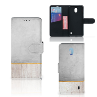 Nokia 1 Plus Book Style Case Wood Concrete - thumbnail