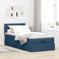 Bed met matras 90x200 cm stof blauw - thumbnail
