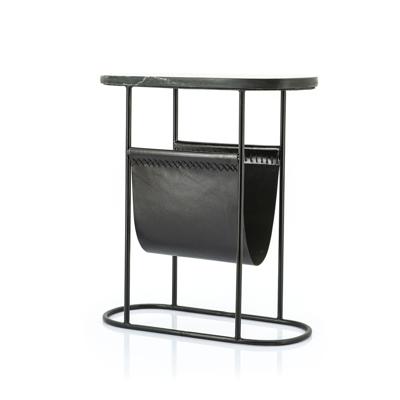 By-Boo Bijzettafel Daily marmer en leer met tijdschriftenhouder - zwart - Ovaal By-Boo Bijzettafel Daily marmer en leer met tijdschriftenhouder - zwart - Ovaal