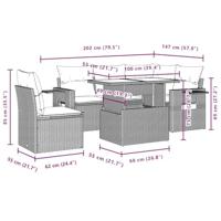 6-delige Loungeset met kussens poly rattan zwart - thumbnail