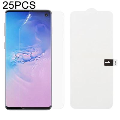 25 stuks zachte hydrogel film volledige dekking front beschermer met alcohol katoen + kraskaart voor Galaxy S10