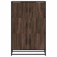 Hoge kast 68x35x106,5cm bewerkt hout en metaal bruin eikenkleur - thumbnail