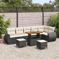 Tuinbankenset 9 pcs Zwart poly rattan - thumbnail