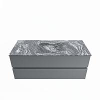 MONDIAZ VICA-DLUX 120cm badmeubel onderkast Plata 2 lades. Inbouw wastafel CLOUD midden 1 kraangat, kleur Lava. - thumbnail