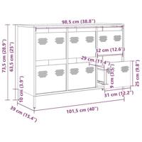 Dressoir 101,5x39x73,5 cm koudgewalst staal wit - thumbnail