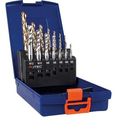 Rotec 7+7 dlg. set machinetappen &apos;330&apos; en spiraalboren &apos;110&apos; / M3-M12 - 900.2009I