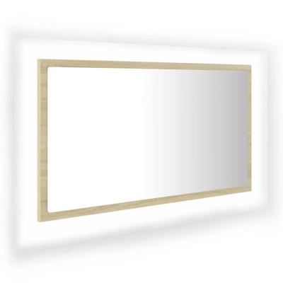 VidaXL Badkamerspiegel led 80x8,5x37 cm acryl sonoma eikenkleurig