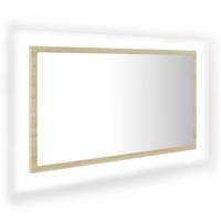 VidaXL Badkamerspiegel led 80x8,5x37 cm acryl sonoma eikenkleurig - thumbnail