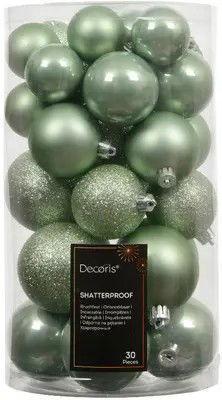 Kerstbalmix kunststof d6 cm groen 30 st Decoris - Decoris Kerstbalmix kunststof d6 cm groen 30 st Decoris - Decoris