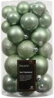 Kerstbalmix kunststof d6 cm groen 30 st Decoris - Decoris - thumbnail