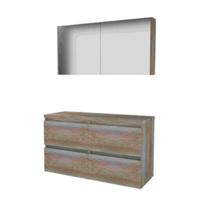 Basic-Line Comfort 46 Badkamermeubelset - 120 x 46 cm - Greeploos - 4 Lades - Wastafelblad - Spiegelkast - Scotch Oak - thumbnail