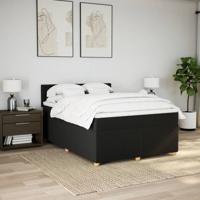 Boxspring met matras stof zwart 160x200 cm - thumbnail