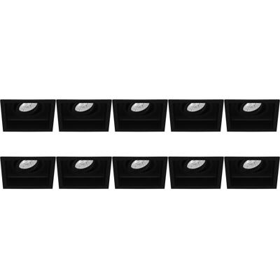 Zwarte Aluminium Vierkante Inbouwspot GU10 - 10-pack - Kantelbaar - 105mm
