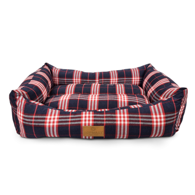 Topmast Dänish Hondenmand - Tartan Blauw & Rood - Medium - 62 x 44 x 22 cm