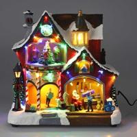 Kersttafereel Kerstman Werkplaats LED, Muziek en Beweging - thumbnail